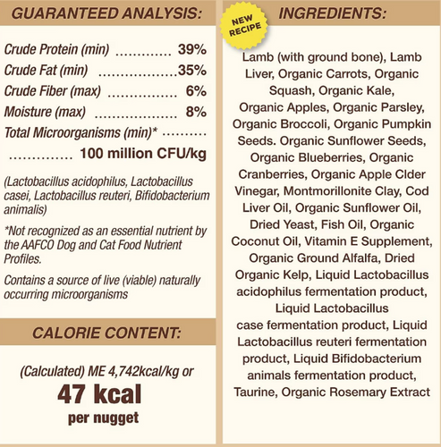 Primal Freeze Dried Nuggets Grain Free Lamb Formula Dog Food