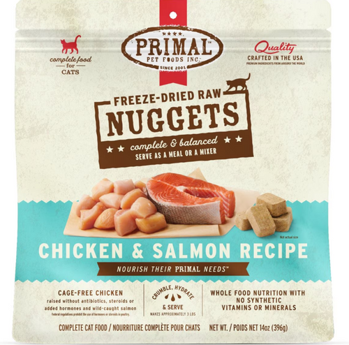 Primal Freeze Dried Nuggets Grain Free Chicken and Salmon Formula Cat Food