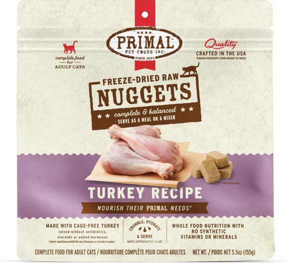 Primal Freeze Dried Nuggets Grain Free Turkey Formula Cat Food