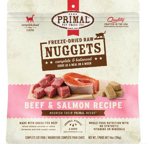 Primal Freeze Dried Nuggets Grain Free Beef & Salmon Formula Cat Food