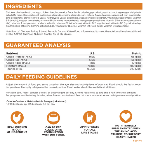 NutriSource  Cat & Kitten Chicken, Turkey & Lamb Canned Cat Food