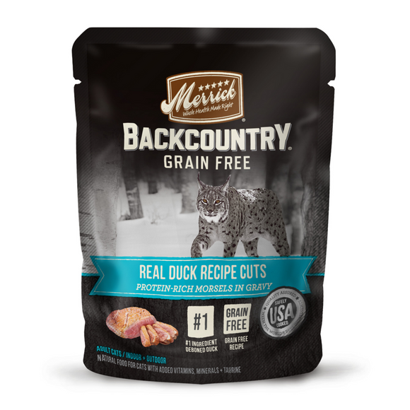 Merrick Backcountry Grain Free Gluten Free Premium High Protein Wet Cat Food, Duck Recipe Cuts With Gravy