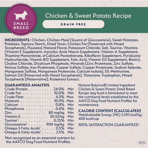 Natural Balance Limited Ingredient Grain Free Chicken & Sweet Potato Small Breed Recipe Dry Dog Food