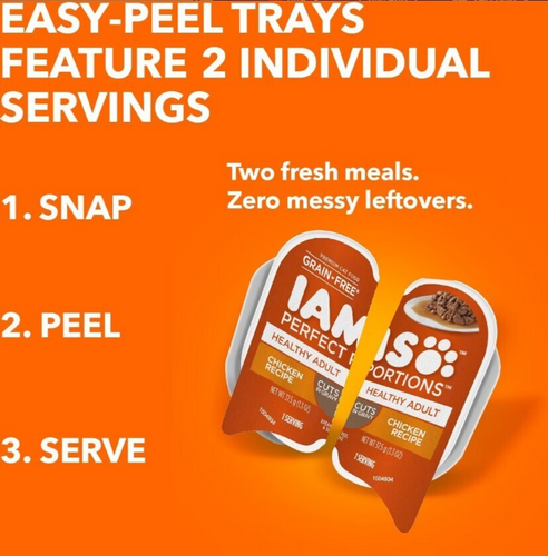 Iams Perfect Portions Healthy Adult Chicken Pate Wet Cat Food Tray