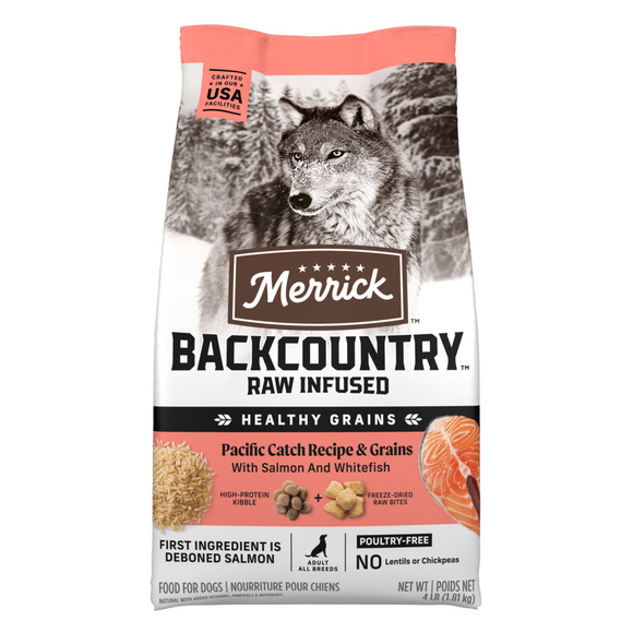 Merrick Backcountry Healthy Grains Premium Dog Food Kibble With Freeze Dried Raw Pieces Pacific Catch Recipe