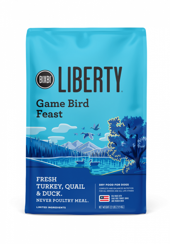 Bixbi Liberty Gamebird Feast (Turkey, Quail, Duck) Kibble Dog Food