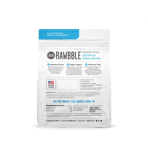 Bixbi Rawbble Freeze Dried Chicken & Salmon Dog Food