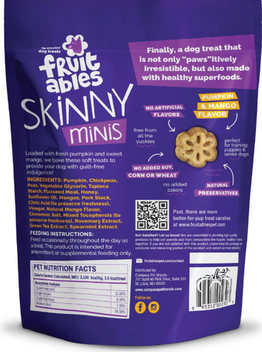 Fruitables Chewy Skinny Minis Pumpkin Mango Flavor Dog Treats