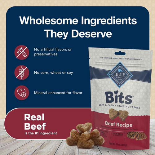 Blue Buffalo Bits Tender Beef Natural Soft Moist Training Dog Treats